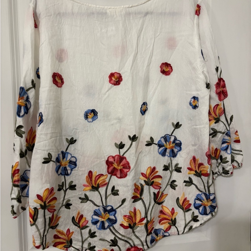 Embroidered Floral Women's Blouse - White - Picture 3 of 5